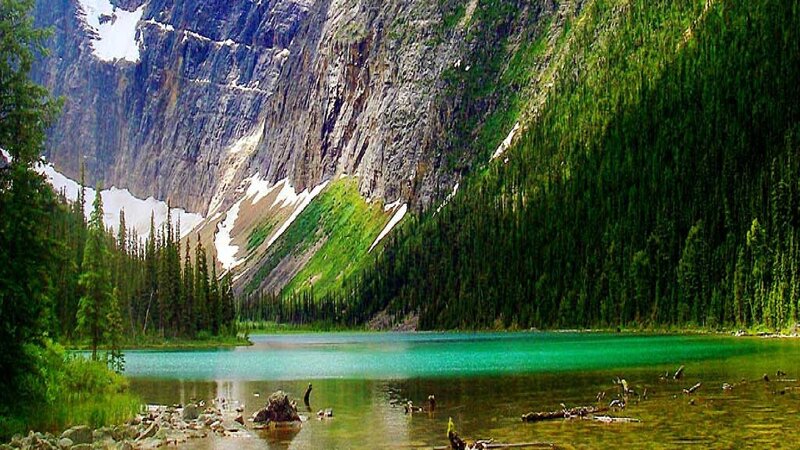 Mountain Lake with Turquoise Water — Green