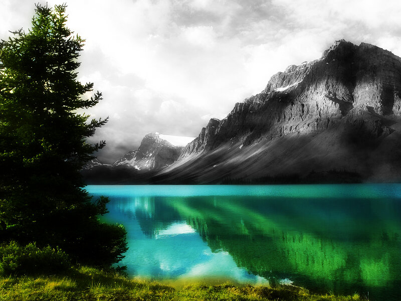 Mountain lake with vibrant colors