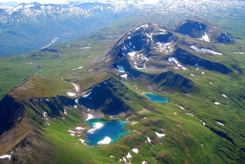 mountain lakes and snow-capped peaks