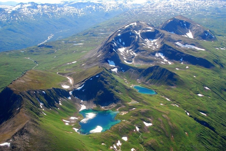 mountain lakes and snow-capped peaks