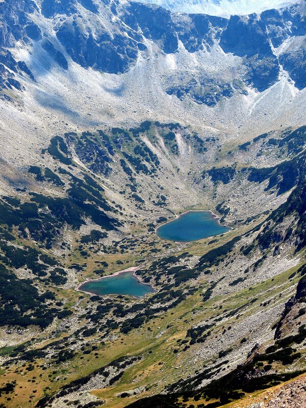 Mountain lakes in a rocky valley