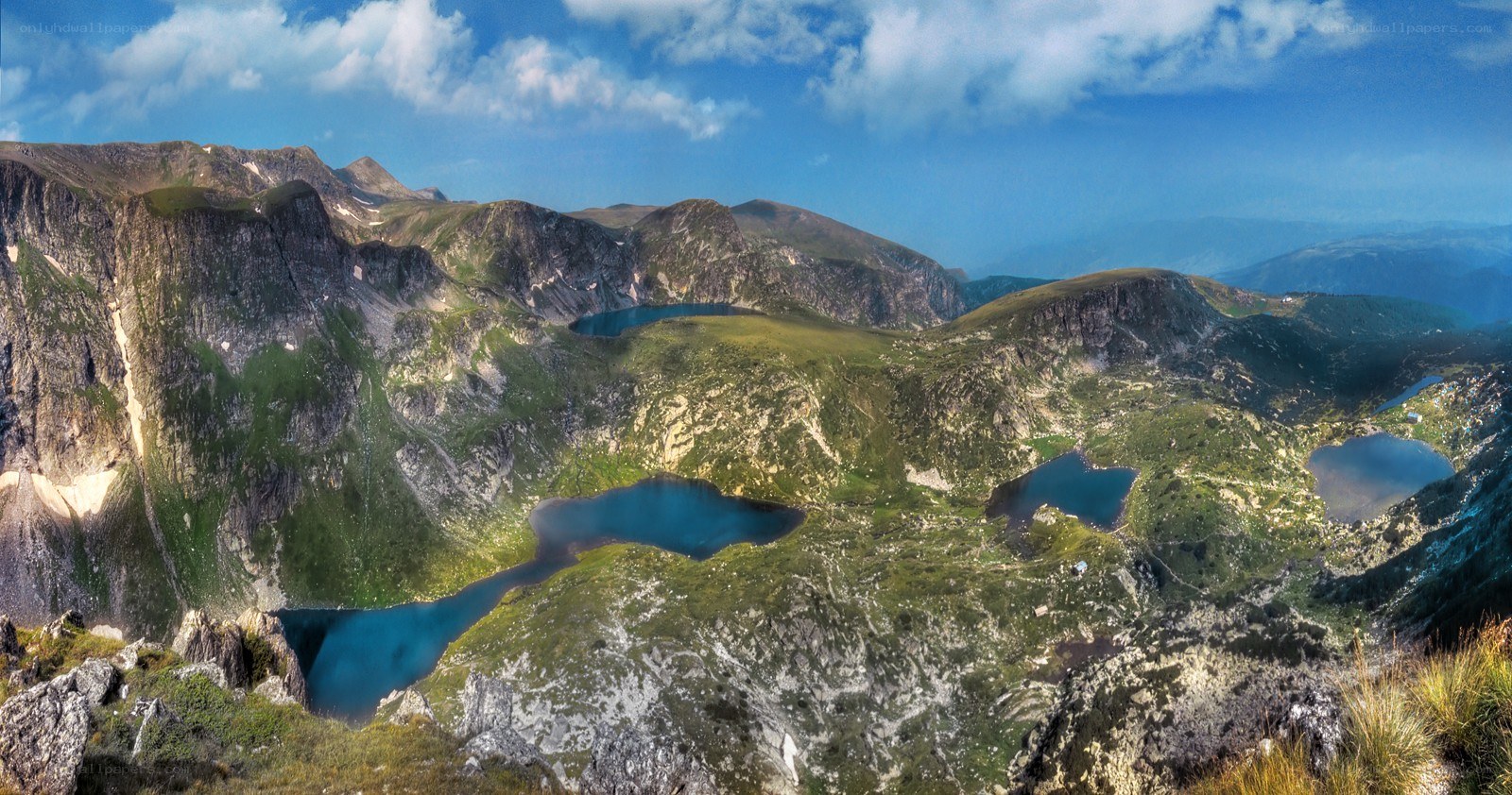 Mountain lakes in a rugged landscape