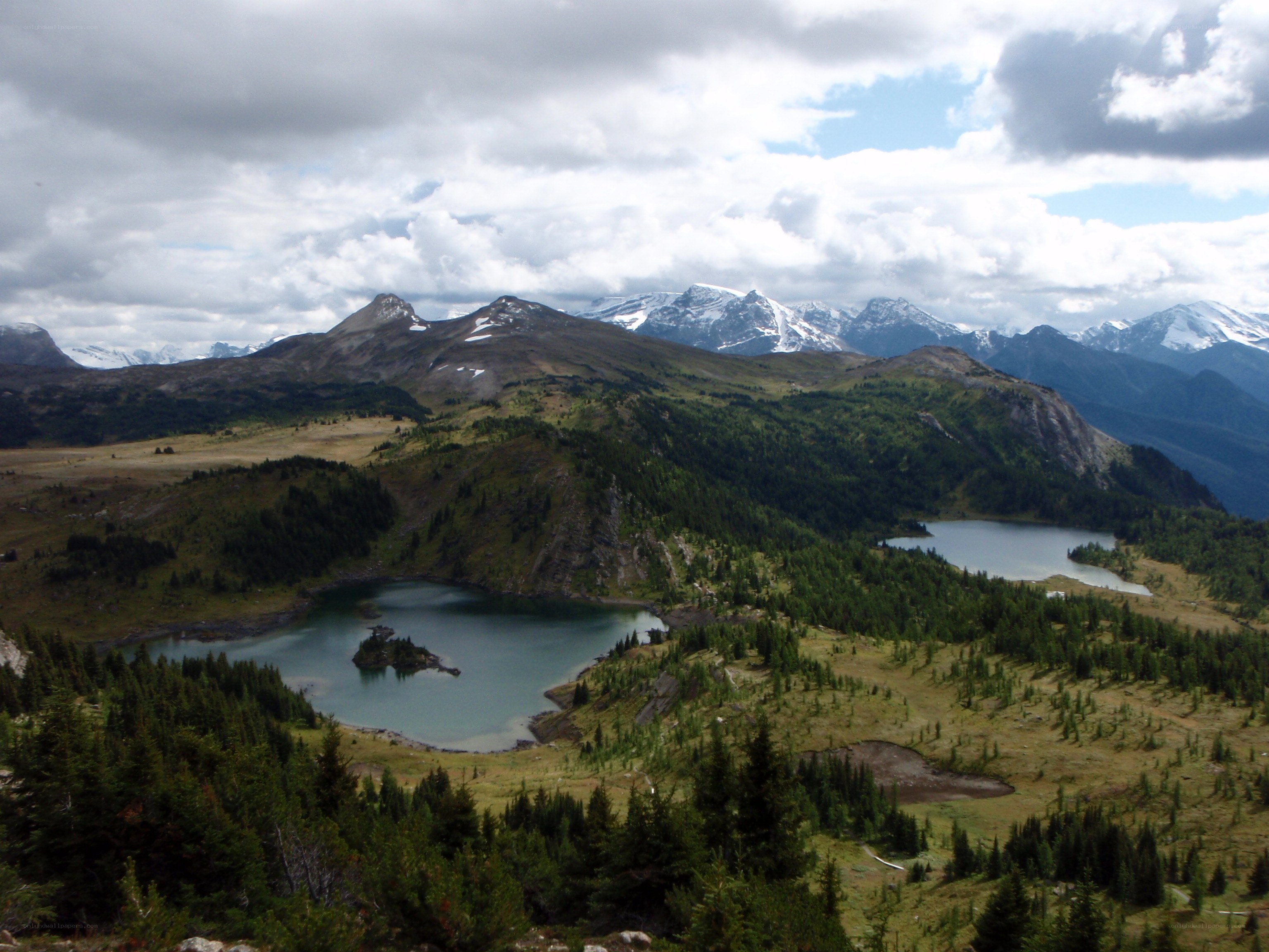 Mountain lakes in a valley