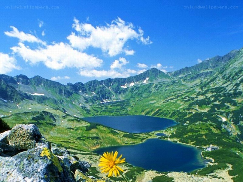 Mountain lakes in a valley