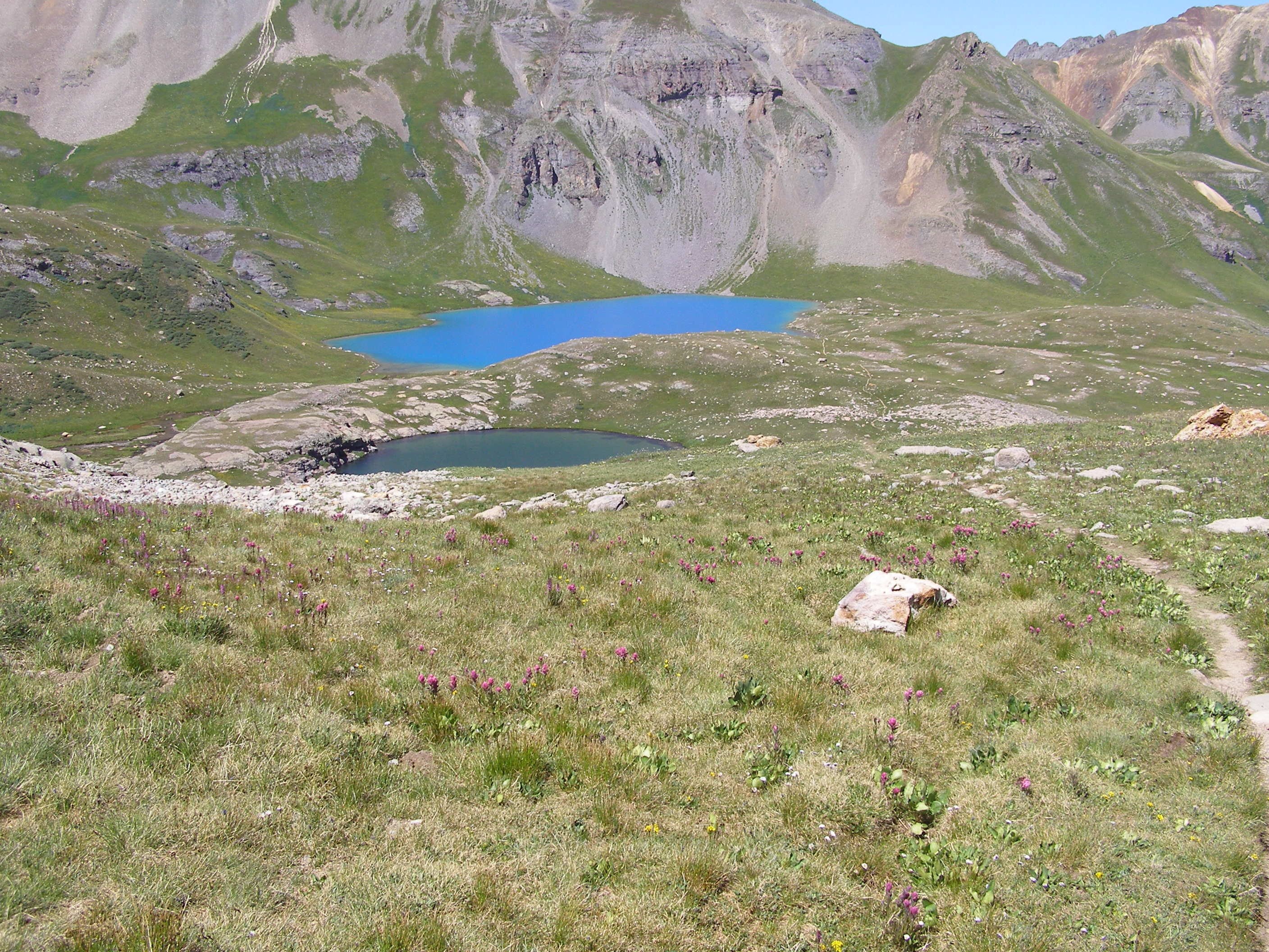 Mountain lakes in alpine valley