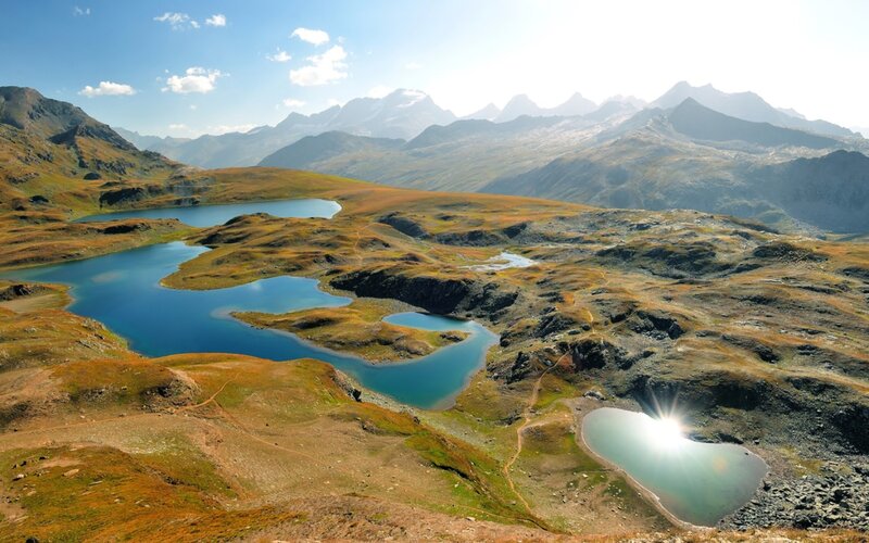 Mountain Lakes Landscape — Blue, Serene