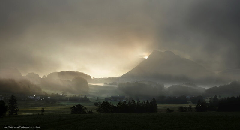 Mountain Landscape at Dawn — Gray