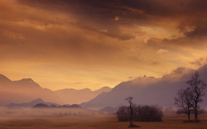 Mountain Landscape at Dawn — Orange