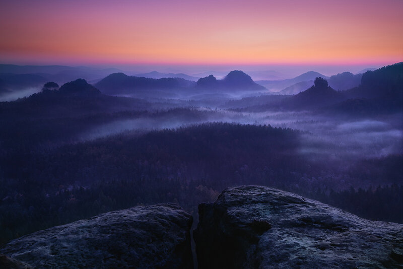 Mountain Landscape at Dawn — Purple
