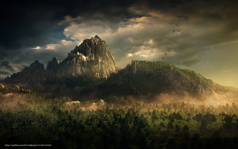 Mountain landscape at dawn