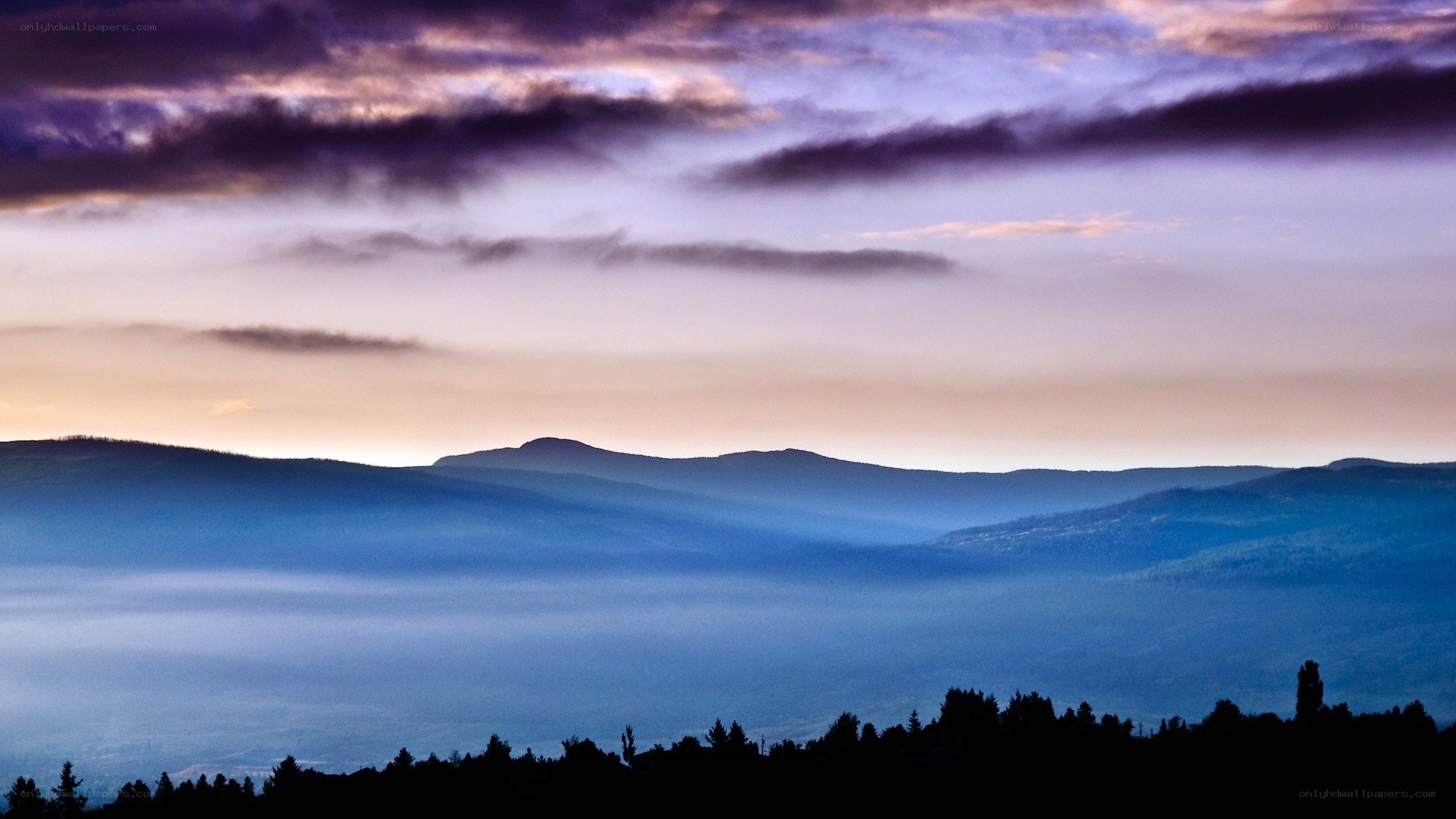 Mountain landscape at dusk