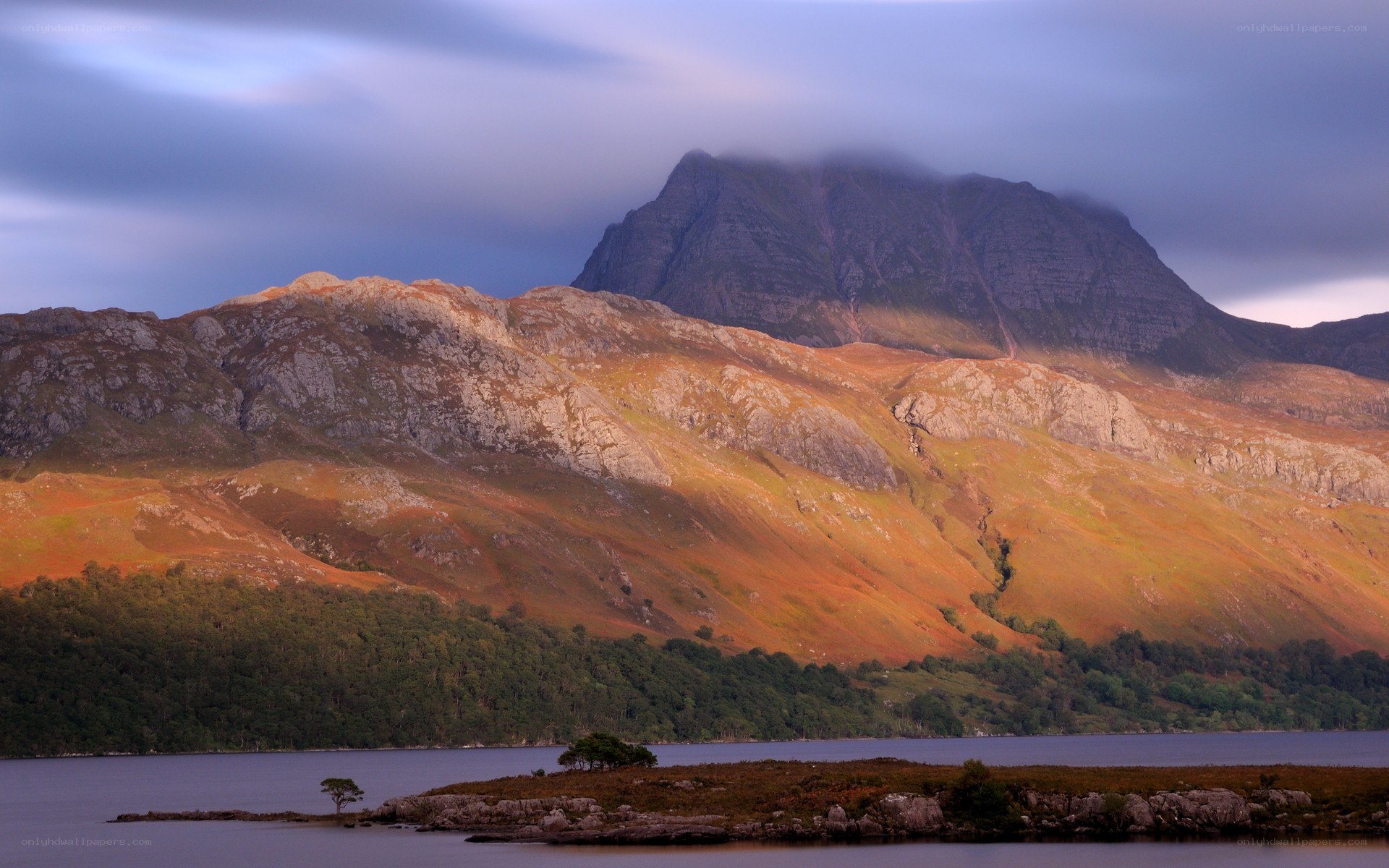 Mountain landscape at dusk