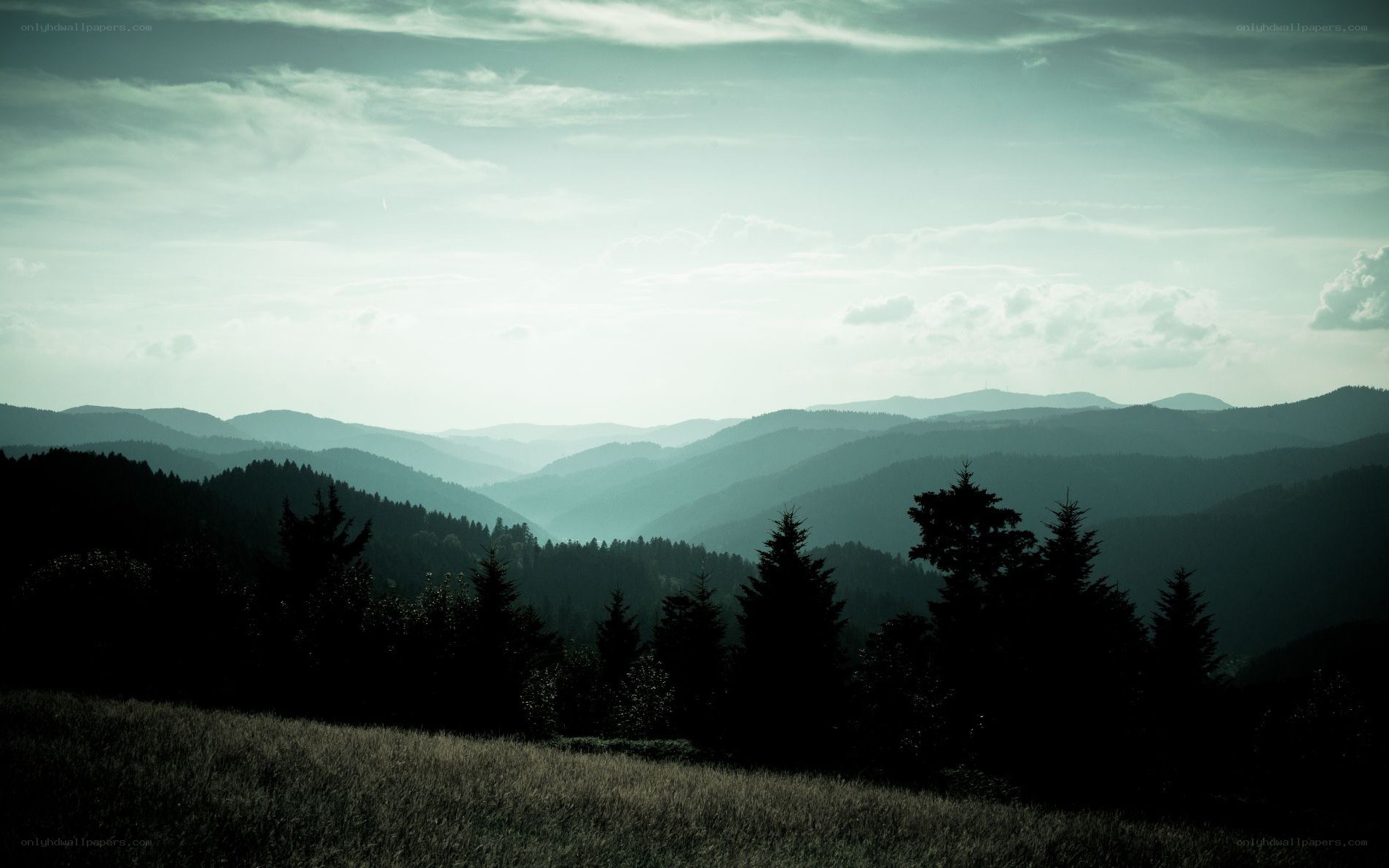 Mountain landscape at dusk