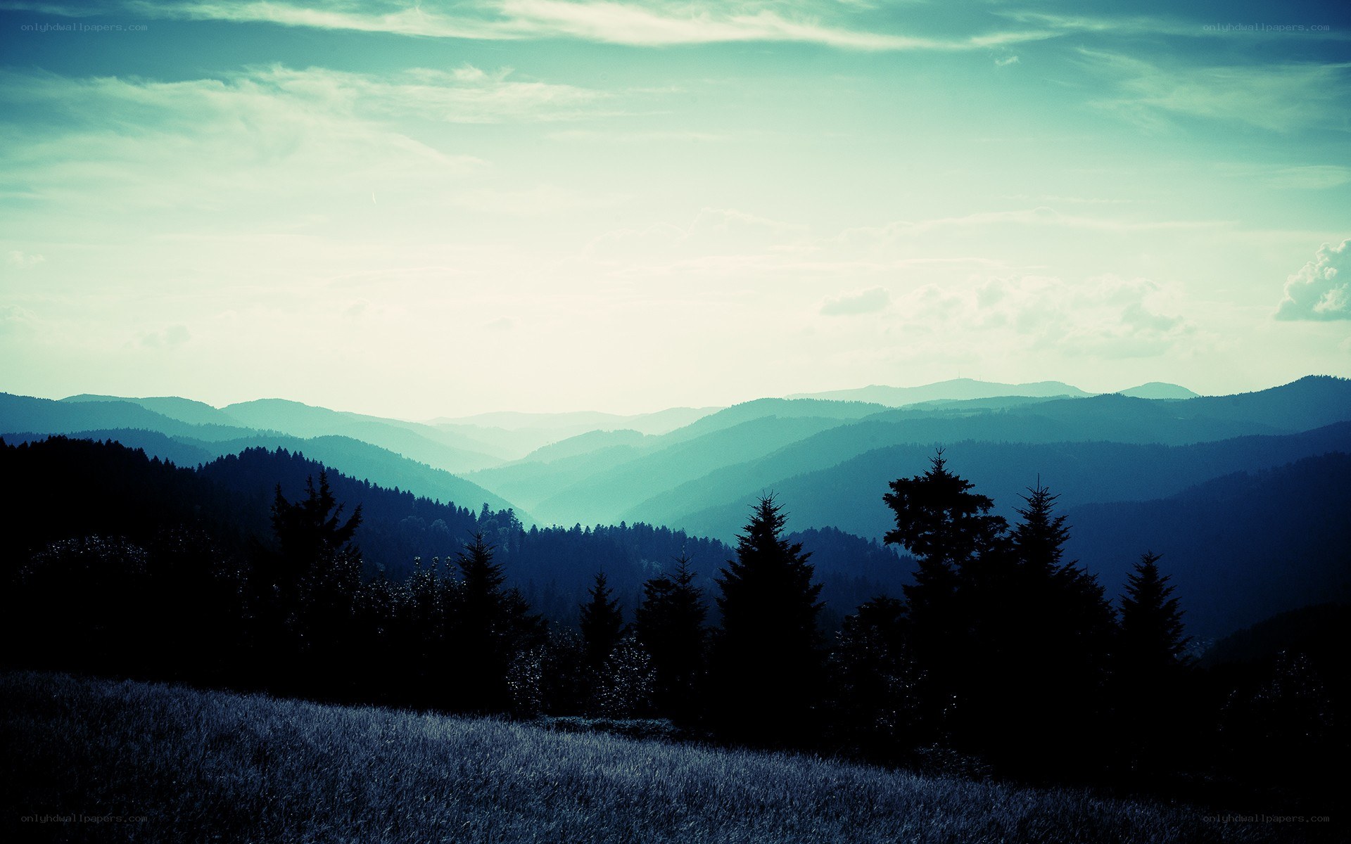 Mountain landscape at dusk