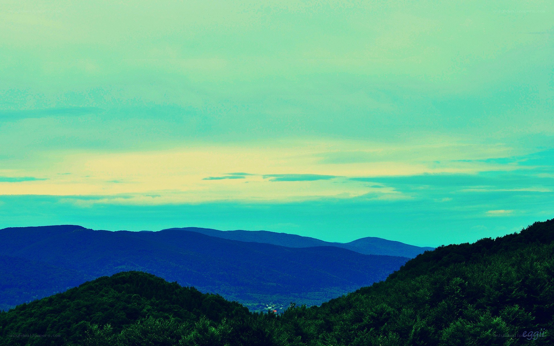 Mountain landscape at dusk