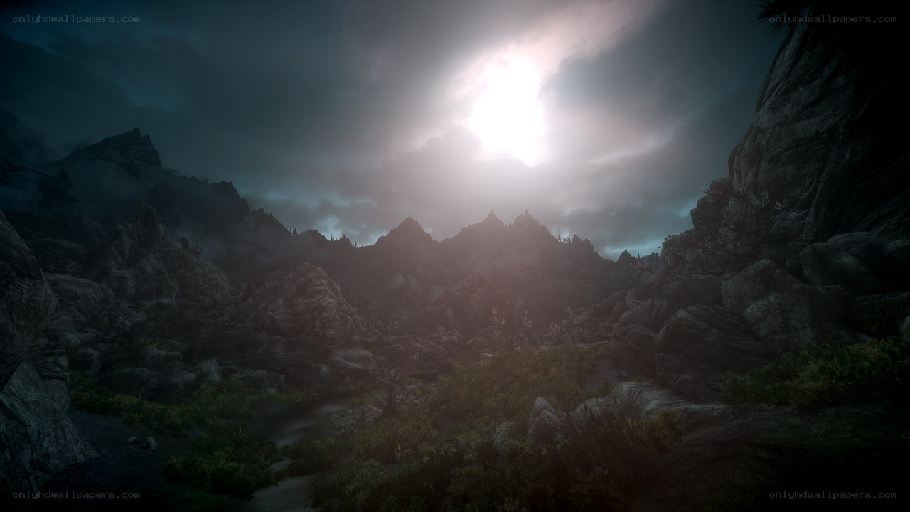 Mountain landscape at dusk