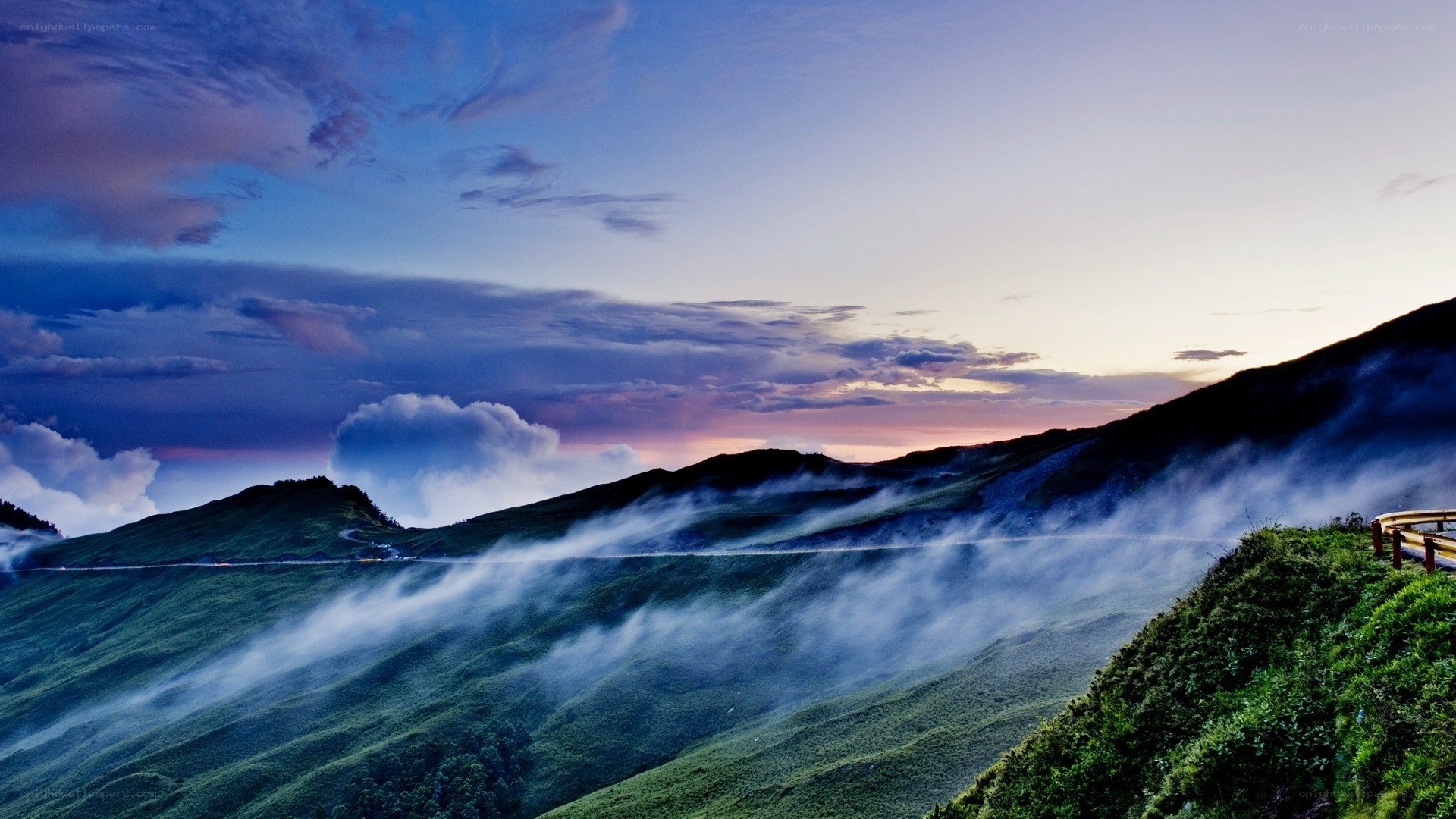 Mountain landscape at dusk
