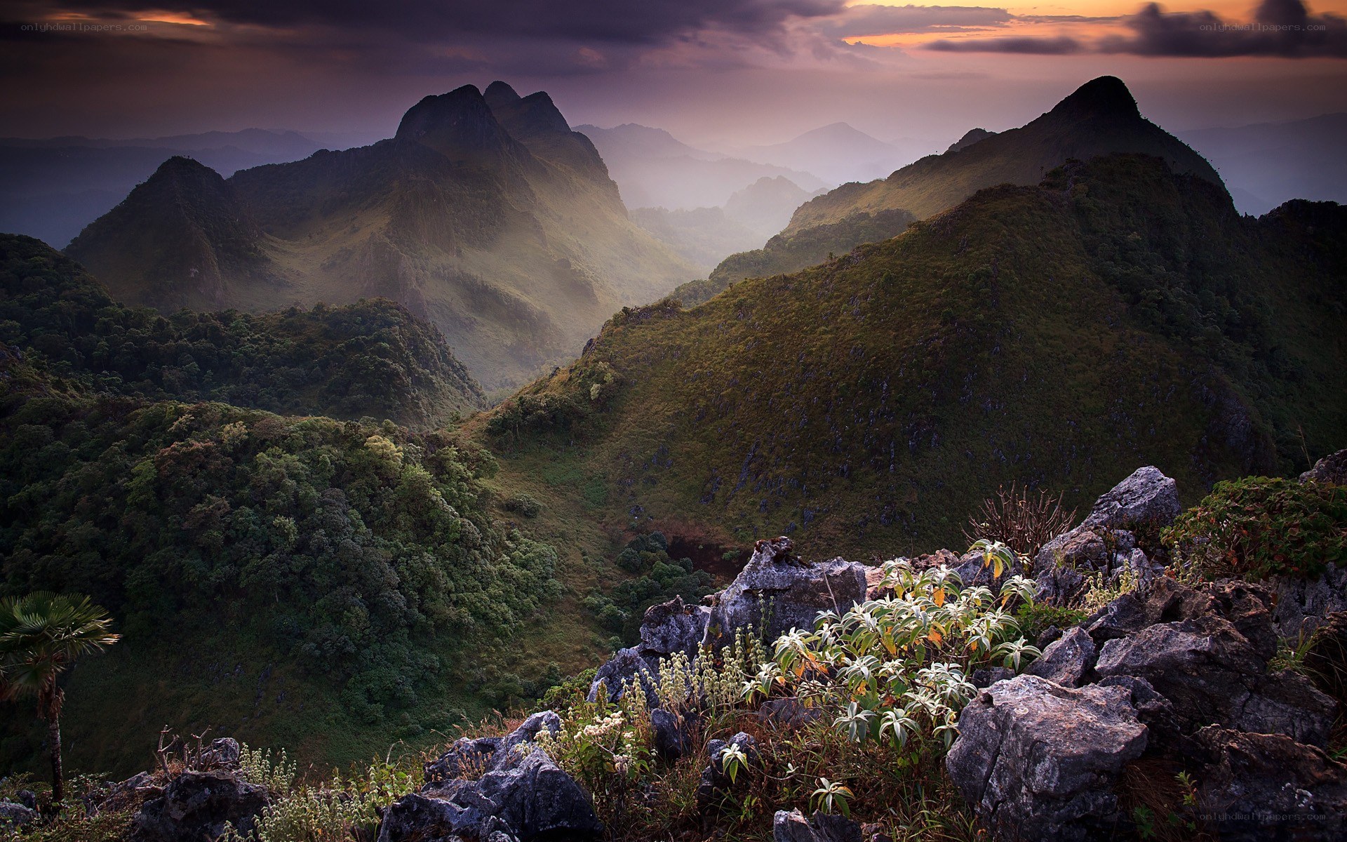Mountain landscape at dusk