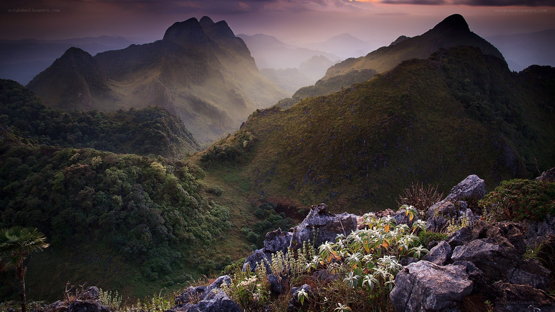 Mountain landscape at dusk