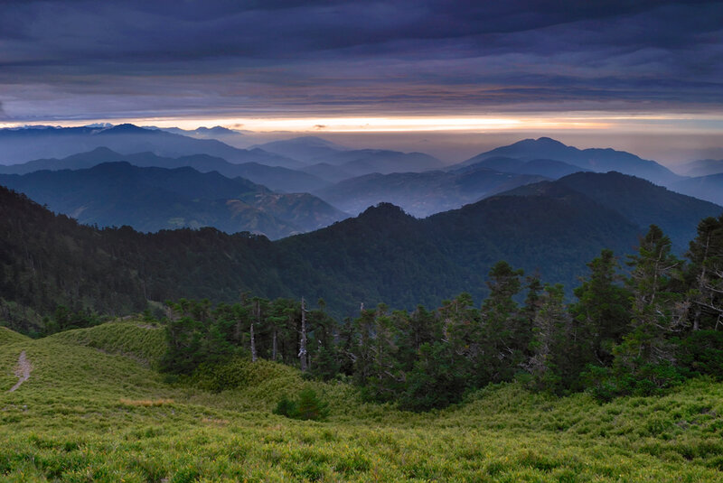 Mountain landscape at dusk