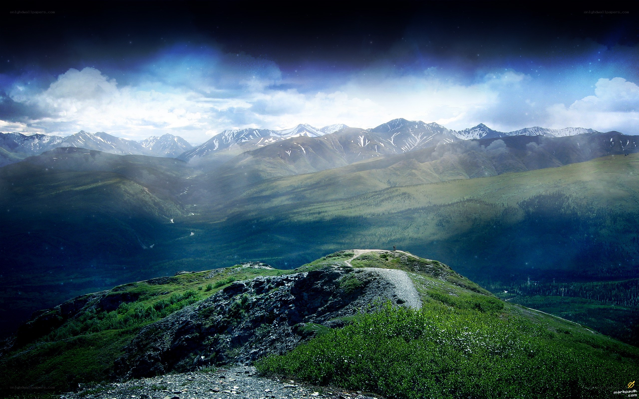 Mountain landscape at dusk