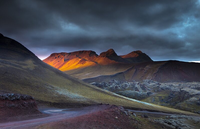 Mountain Landscape at Dusk — Gray, Dramatic, Sunset