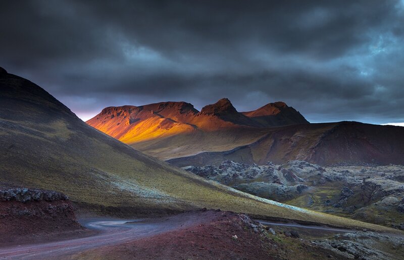 Mountain Landscape at Dusk — Gray, Dramatic