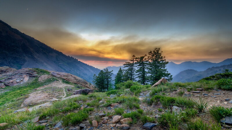 Mountain Landscape at Dusk — Green