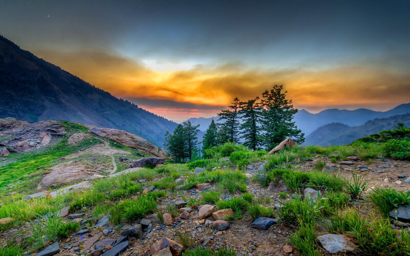Mountain Landscape at Dusk — Orange