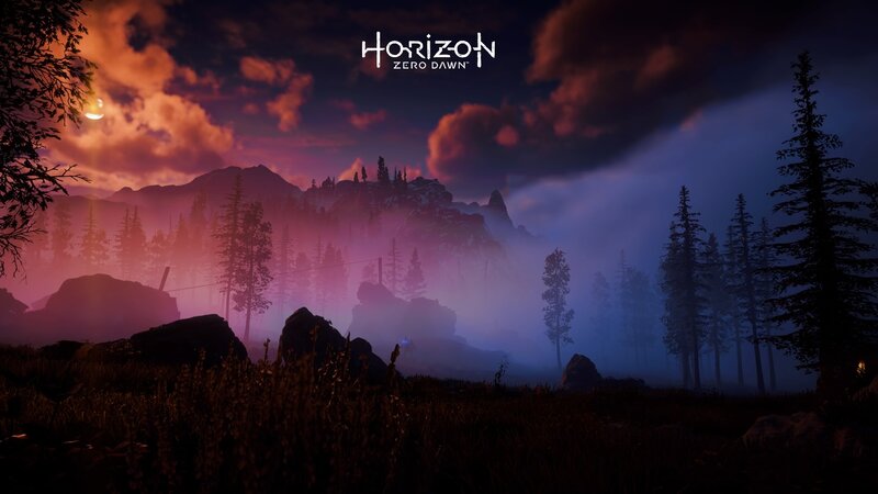 Mountain Landscape at Dusk — Purple, Dramatic, Night, 3d Render