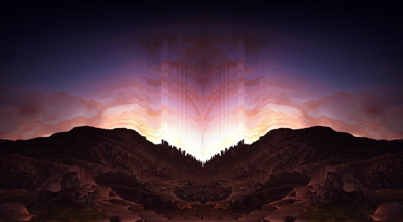Mountain Landscape at Dusk — Purple, Dramatic, Sunset, Digital Art