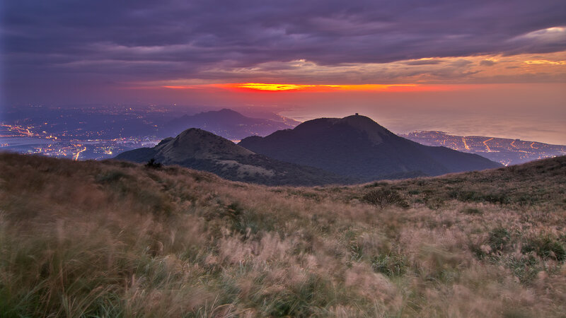 Mountain Landscape at Dusk — Purple, Dramatic, Sunset