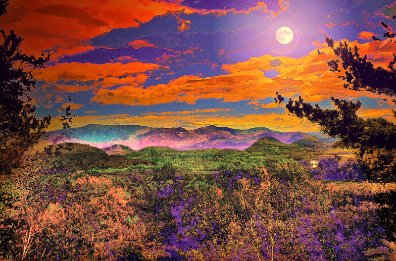 Mountain Landscape at Dusk — Purple, Dramatic