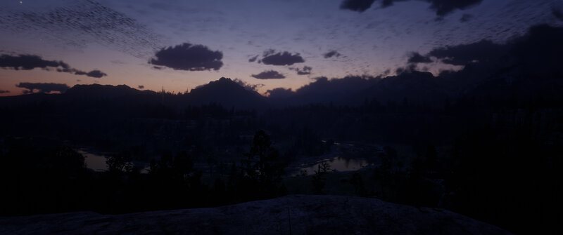 Mountain Landscape at Dusk — Purple, Serene, Night