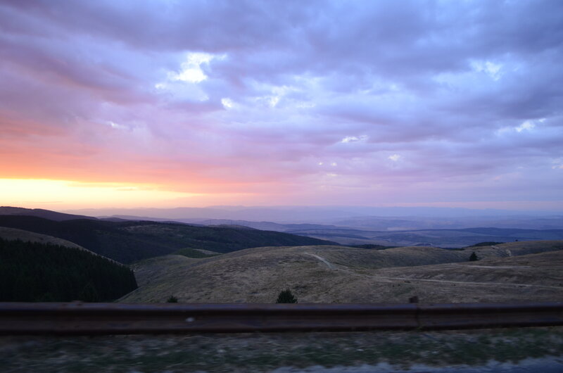 Mountain Landscape at Dusk — Purple, Serene