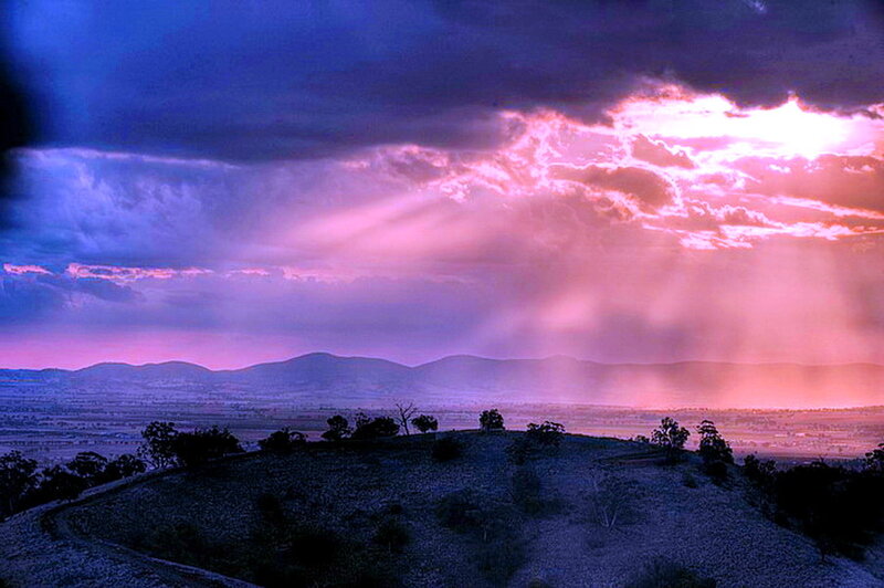 Mountain Landscape at Dusk — Purple