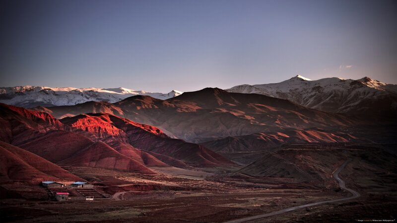 Mountain Landscape at Dusk — Red, Dramatic