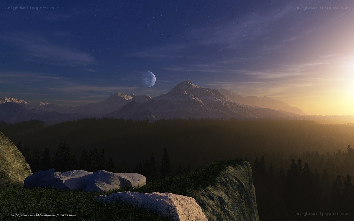 Mountain landscape at dusk