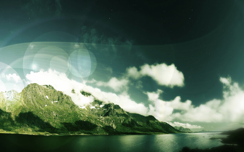 Mountain landscape at night