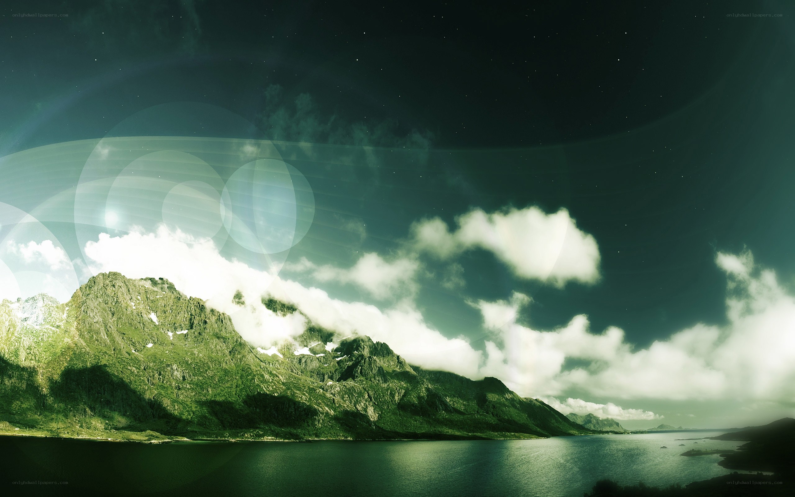 Mountain landscape at night