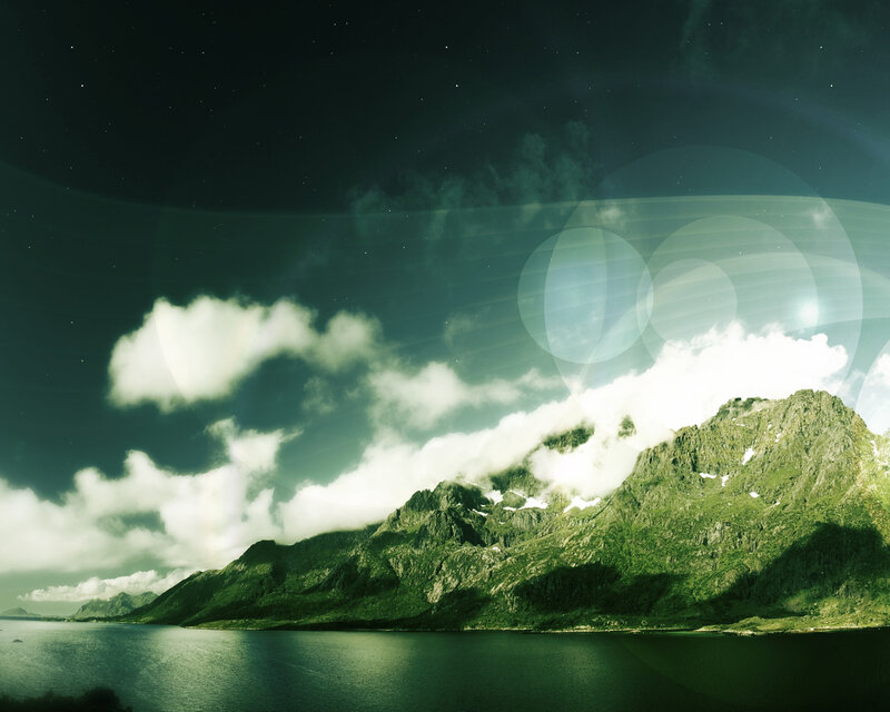 Mountain landscape at night