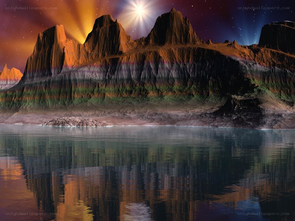 mountain landscape at night