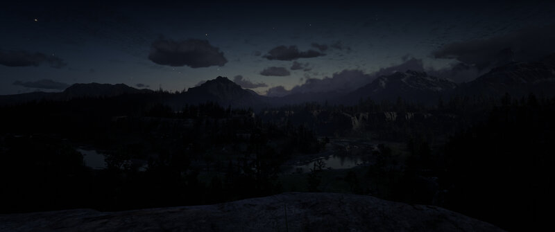 Mountain Landscape at Night — Black