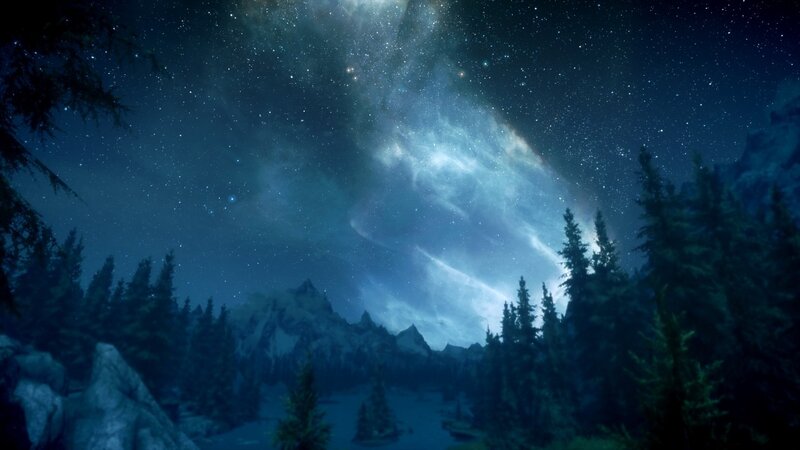 Mountain Landscape at Night — Blue, Serene, 3d Render, Stars
