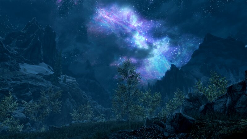Mountain Landscape at Night — Blue, Serene, 3d Render