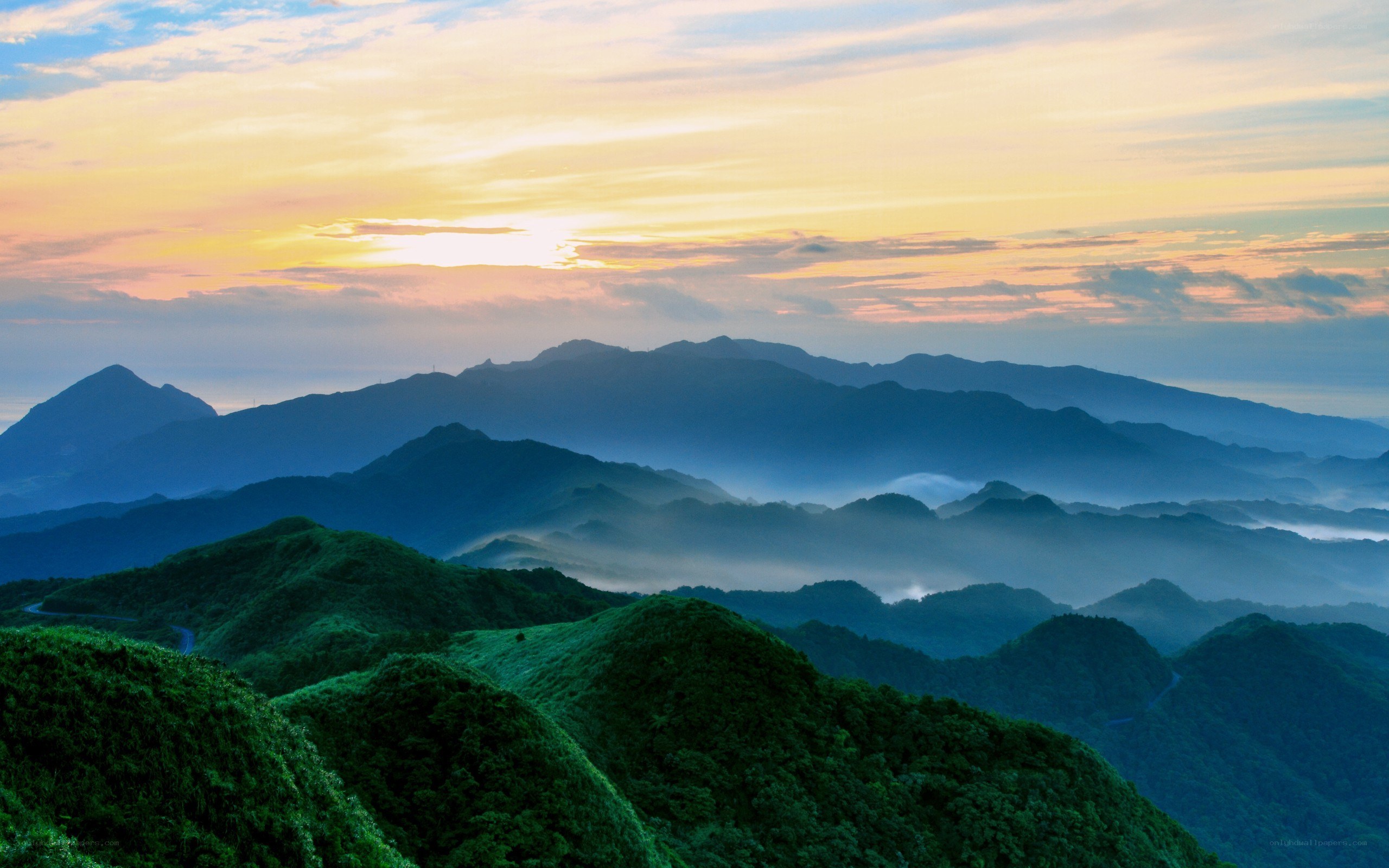 Mountain landscape at sunrise