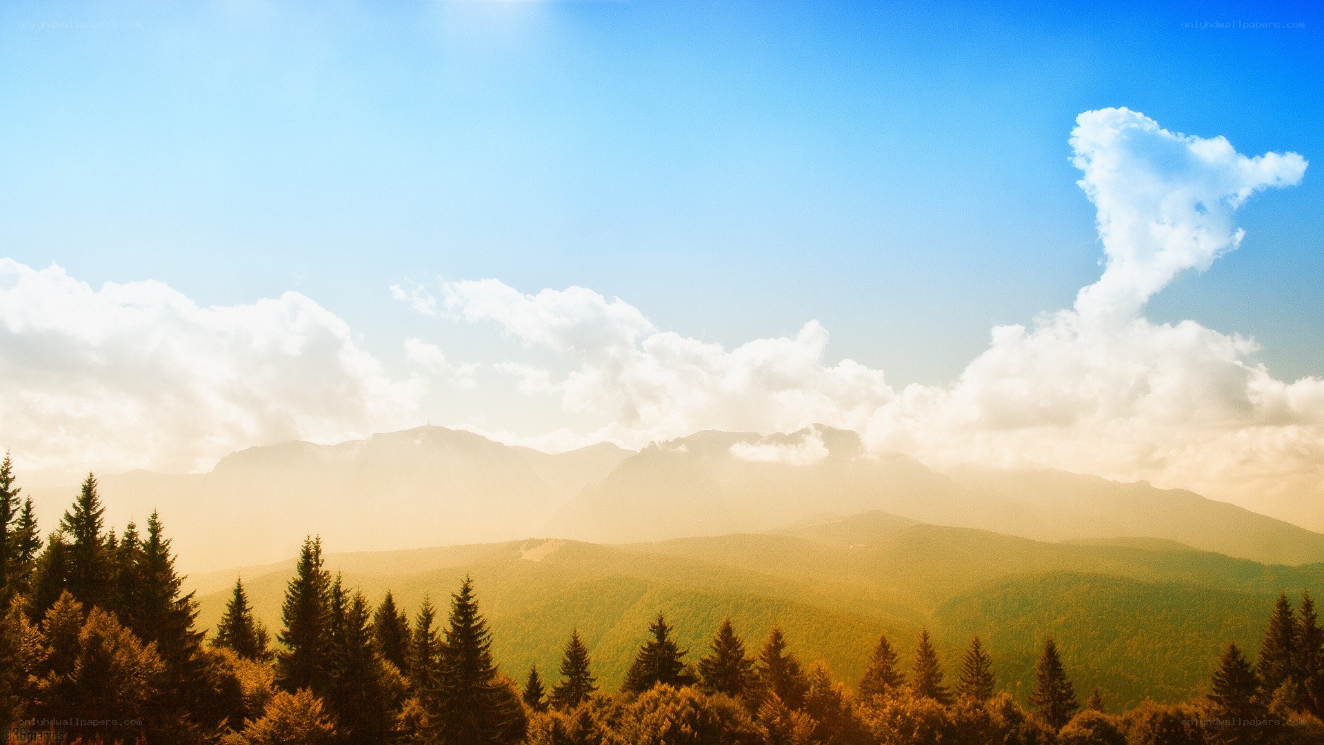 Mountain landscape at sunrise