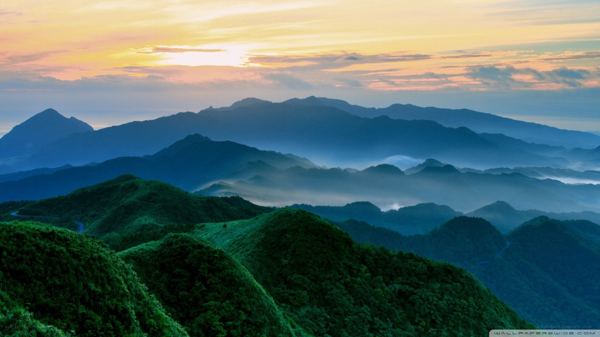 Mountain landscape at sunrise