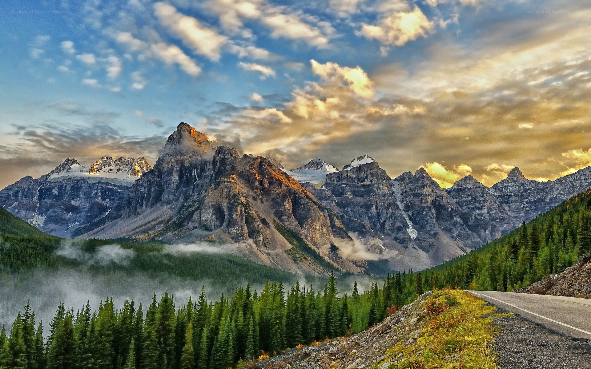 Mountain landscape at sunrise