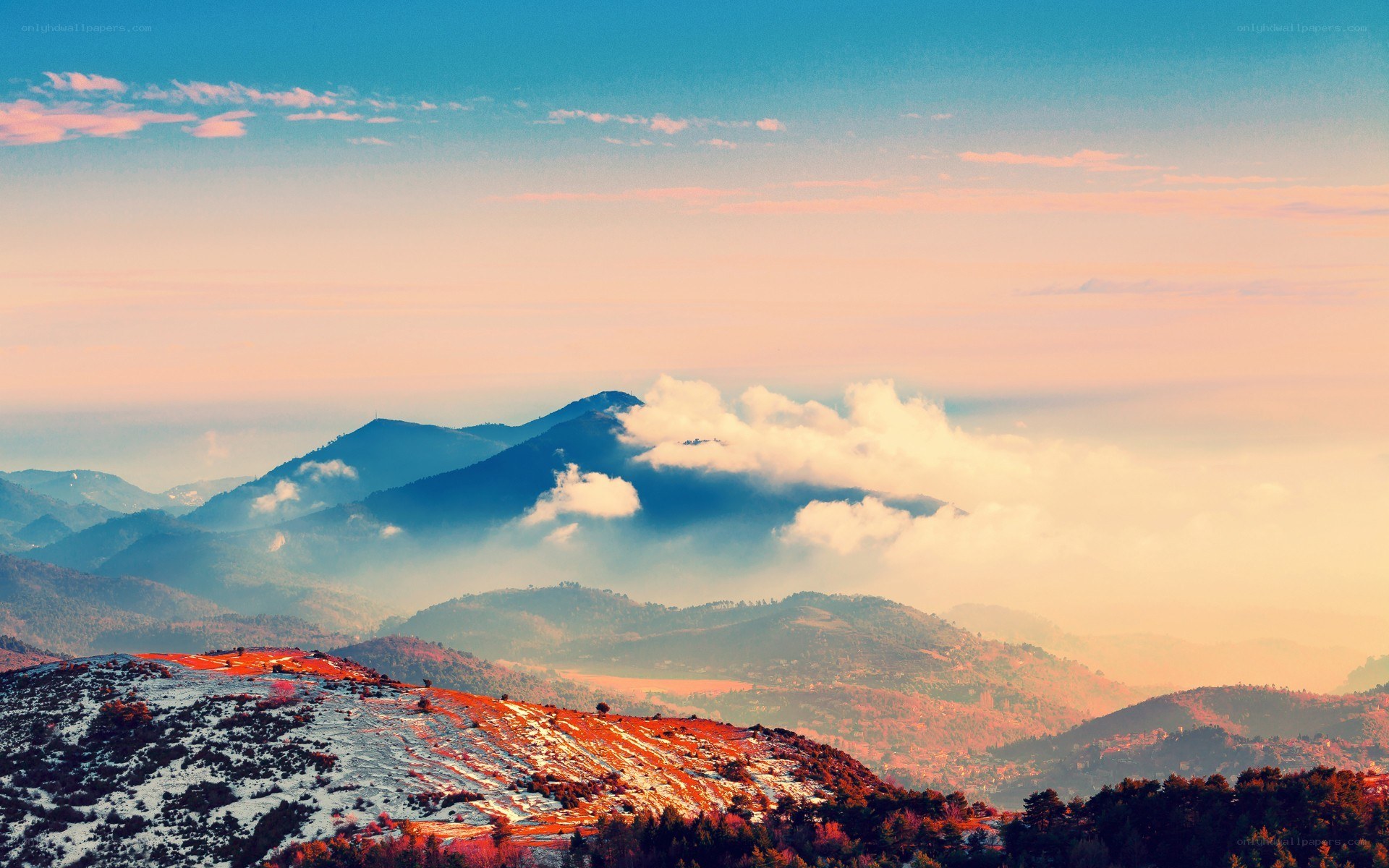 Mountain landscape at sunrise